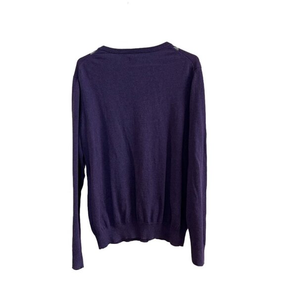 Men's Croft & Barrow Long Sleeve Purple & Gray V-neck Argyle Sweater. Size M - Picture 2 of 4